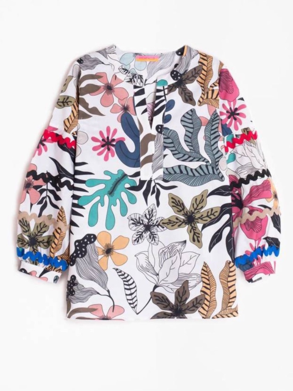 VILAGALLO lucera V Neck Novelty Print top in multi Sz 44 - Picture 4 of 15